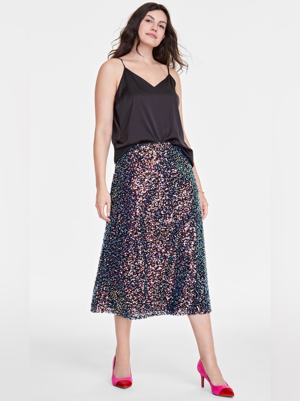 ON 34TH WOMEN'S MULTI SEQUIN MIDI SKIRT SIZE 6 NWOT